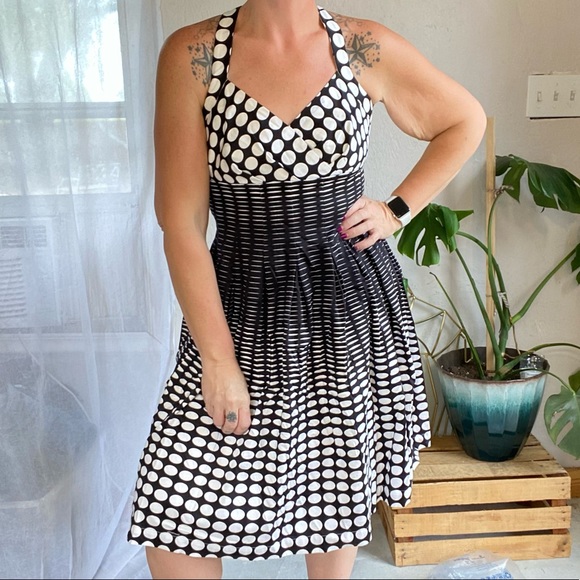 Calvin Klein Geometric Circle Print Black & White Dress Size 4 - Picture 3 of 16